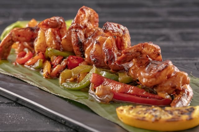 Camarones Zarandeados a la Parrilla / Grilled Zarandeado-Style Shrimp.
