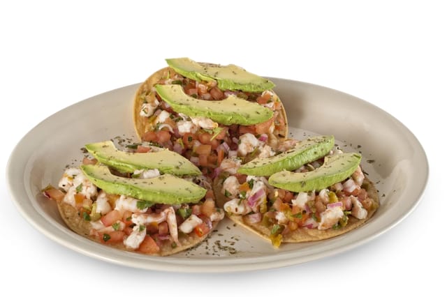 Tostada de Ceviche de Camarón / Shrimp Ceviche Tostada.
